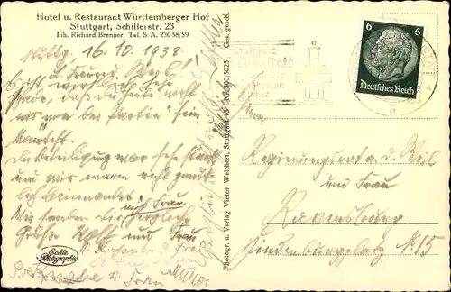 Ak Stuttgart in Württemberg, Blick vom Bahnhofsturm