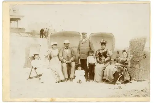 Kabinett Foto Wyk auf Föhr Nordfriesland, Gruppenaufnahme am Strand