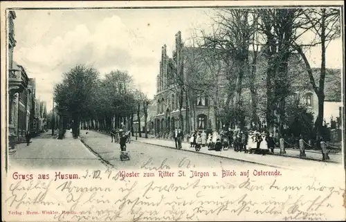 Ak Husum in Nordfriesland, Kloster zum Ritter St. Jürgen, Blick auf Osterende