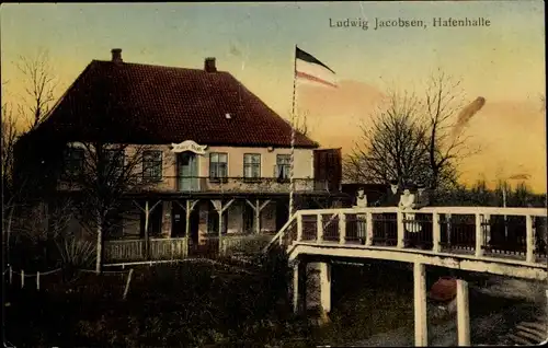 Ak Morsumhafen Morsum Nordstrand in Nordfriesland, Hafenhalle