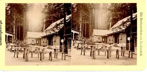 Stereo Foto Szklarska Poręba Schreiberhau Riesengebirge Schlesien, Restauration am Zackelfall