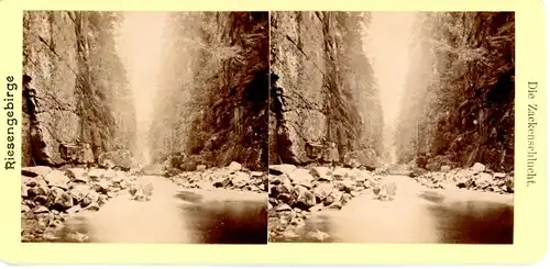 Stereo Foto Szklarska Poręba Schreiberhau Riesengebirge Schlesien, Zackenschlucht