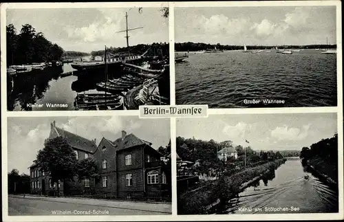 Ak Berlin Zehlendorf Wannsee, Wilhelm-Conrad-Schule, Kleiner und Großer Wannsee