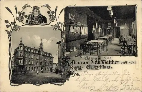 Ak Gotha in Thüringen, Restaurant, Speisesaal