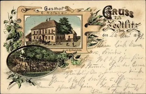 Litho Zedtlitz Wyhratal Borna in Sachsen, Gasthof, Garten