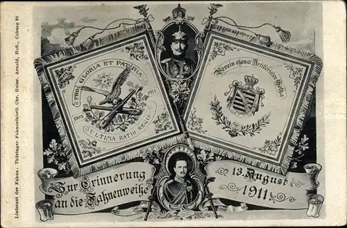 Ak Gotha Thüringen, Fahnenweihe im August 1911, Wilhelm II., Carl Eduard