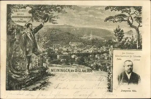 Litho Meiningen in Thüringen, Gesamtansicht, XXII. Jahresversammlung 1898, Dr. Schneider