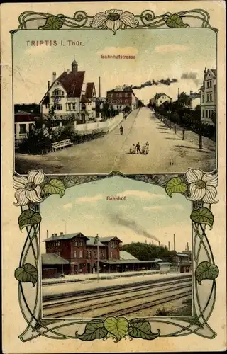 Jugendstil Ak Triptis in Thüringen, Bahnhof, Gleisseite, Bahnhofstraße