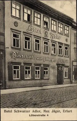 Ak Erfurt in Thüringen, Hotel Schwarzer Adler, Löberstraße 4