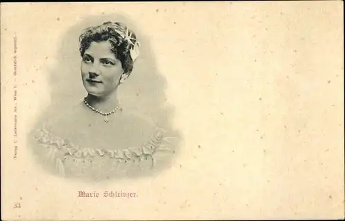 Ak Schauspielerin Marie Schleinzer, Portrait