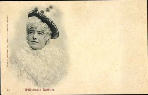 Ak Schauspielerin Wilhelmine Rathner, Portrait, Hut