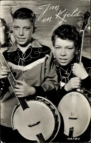 Ak Schauspieler Jan und Kjeld, Portrait, Film Marina, Musikinstrumente