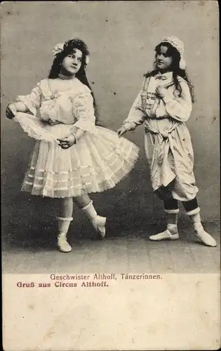 Ak Schauspieler Geschwister Althoff, Portrait, Tänzerinnen, Circus Althoff
