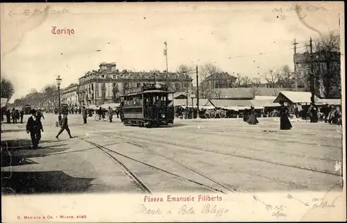 Ak Torino Turin Piemonte, Piazza Emanuele Filiberto