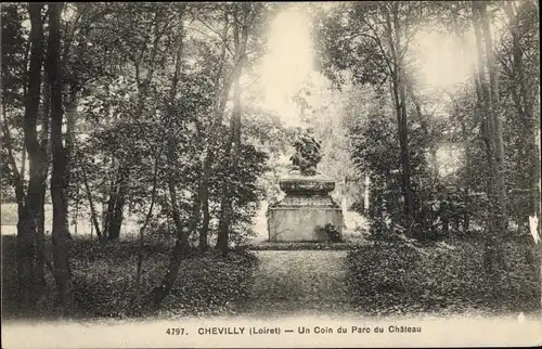 Ak Chevilly Loiret, Un coin du Parc du Chateau