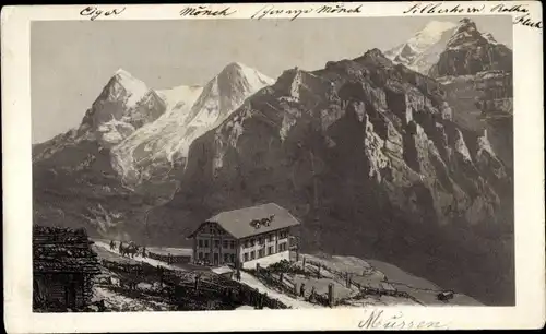 Foto Mürren Kanton Bern Schweiz, Gebirge, Gasthaus, Eiger, Mönch