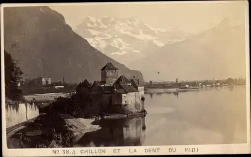 CdV Chillon Lac Léman Kt. Waadt Schweiz, Chateau et Dent du Midi, 1873