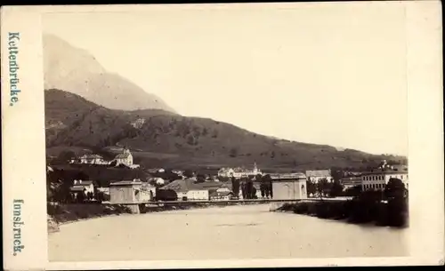 CDV Innsbruck in Tirol, Kettenbrücke, Stadtansicht