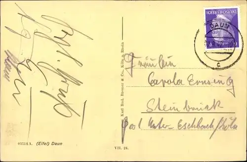 Ak Daun in der Eifel, Totalansicht vom Mühlenberg aus