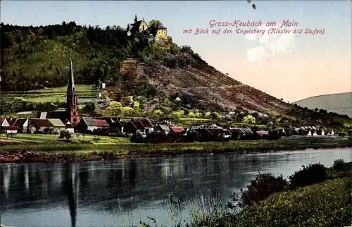 Ak Großheubach am Main Unterfranken, Blick auf den Ort und Engelsberg mit Kloster