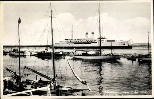 Ak Ostseebad Warnemünde Rostock, Am Strom, Fährschiff