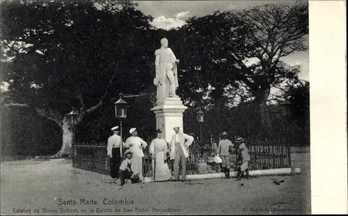 Ak Santa Marta Kolumbien, Statue von Simon Bolivar