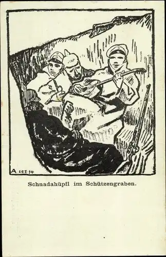 Künstler Ak Arnold, Karl, Liller Kriegszeitung, Schnadahüpfli im Schützengraben