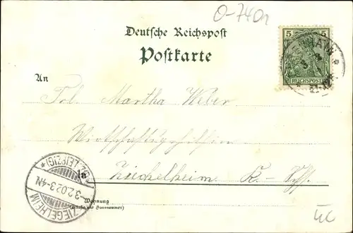 Litho Nirkendorf Nobitz Thüringen, Blick auf den Gasthof, Julius Schönfeld, Kutsche