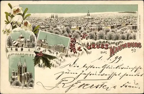 Winterlitho Naumburg an der Saale, Gesamtansicht, Marktplatz, Dom