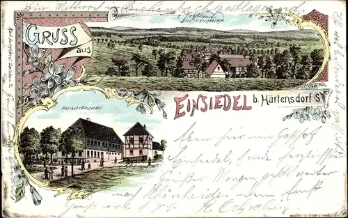 Litho Einsiedel Chemnitz, Gesamtansicht, Gasthof Einsiedel