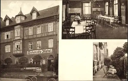 Ak Arnstadt in Thüringen, Schmidts Hotel, Außenansicht, Gaststube, Terrasse