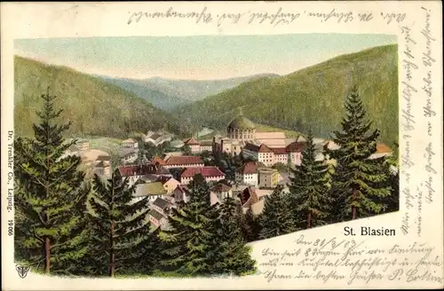 Ak St. Blasien im Südschwarzwald Baden Württemberg, Blick auf Ortschaft