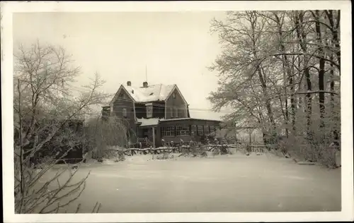Ak Zöbigker Markkleeberg in Sachsen, Winteridyll Mühle Zöbigker, W. Silbersdorf