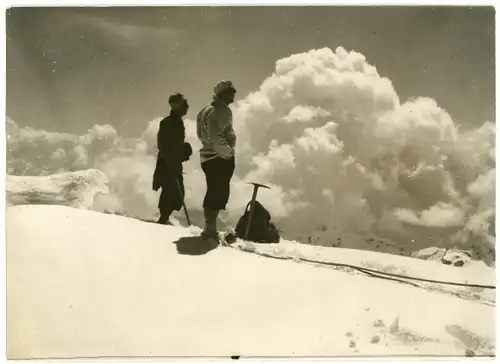 Foto Pontresina Kanton Graubünden Schweiz, Morteratsch Gletscher, Piz Bernina, Bergsteiger