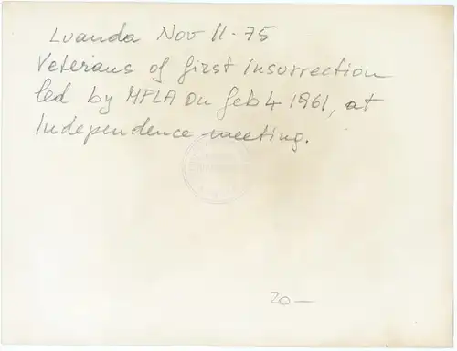 Foto Luanda Angola, Veteranen, MPLA, Unabhängigkeitserklärung 1975