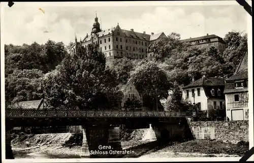 Ak Gera in Thüringen, Schloss Osterstein, Brücke Untermhaus