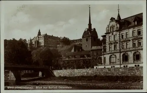 Ak Untermhaus Gera in Thüringen, Schloss Osterstein, Brücke, Kirche