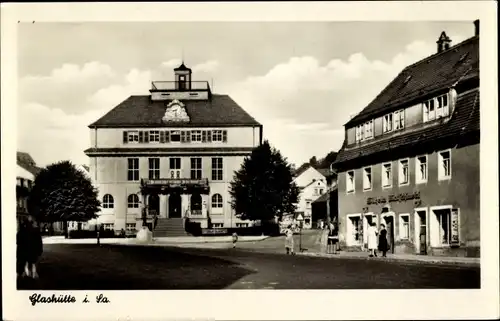 Ak Glashütte in Sachsen, Straßenpartie, Rathaus, Geschäft