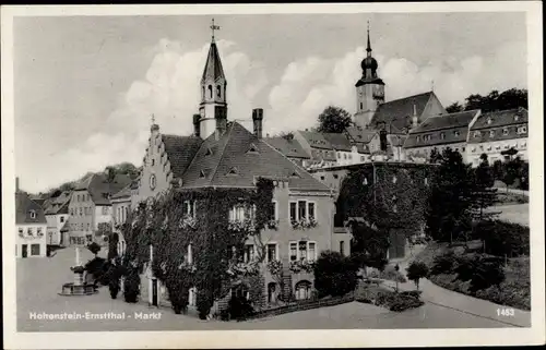 Ak Hohenstein Ernstthal in Sachsen, Markt, Rathaus, Kirche