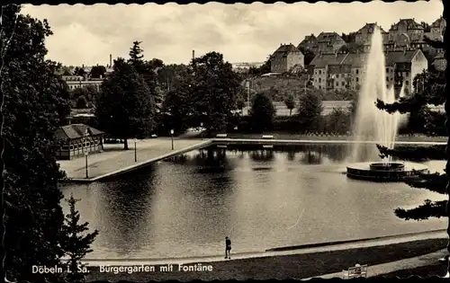 Ak Döbeln in Sachsen, Bürgergarten mit Fontäne