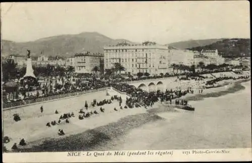 Ak Nizza Nizza Alpes Maritimes, Le Quai du Midi, während der Regatten