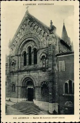 Ak Aubenas Ardèche, Kirche St. Laurent