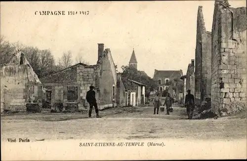 Ak Saint Étienne au Temple Marne, Ruinen, Campagne 1914-1917