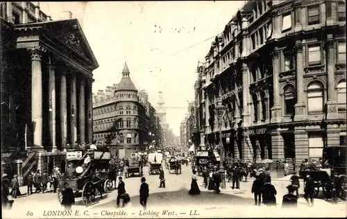 AK London City England, Cheapside, Blick nach Westen