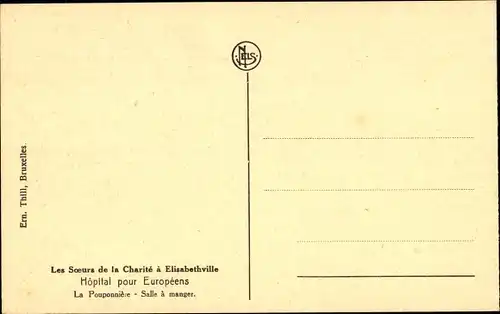 Ak Lubumbashi Elisabethville RD Kongo Zaire, Wohltätigkeitsorganisation, Krankenhaus für Europäer