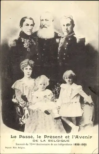 Ak Adel Belgien, Leopold I und II, Elisabeth Gabriele in Bayern, Albert I