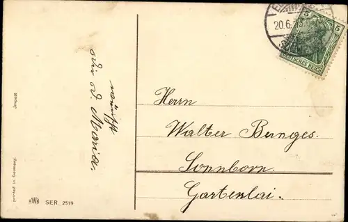 Litho Glückwunsch Geburtstag, Maiglöckchen, Hände