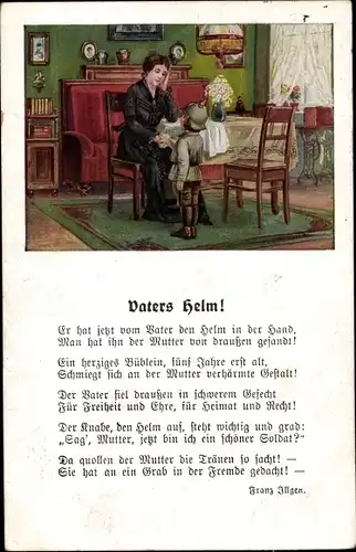 Gedicht Ak Vaters Helm, Franz Illgen