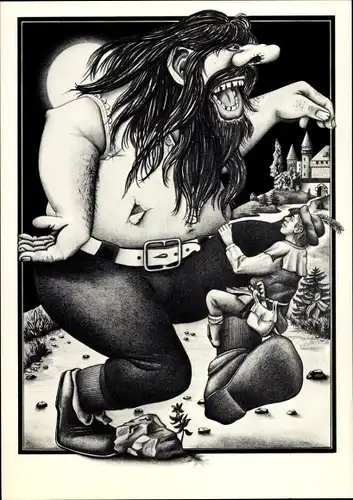 Künstler Ak Säuberli, Jakob, Die sieben Schwaben, Riese