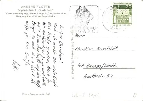 Ak Segelschulschiff Gorch Fock, Dreimastbark